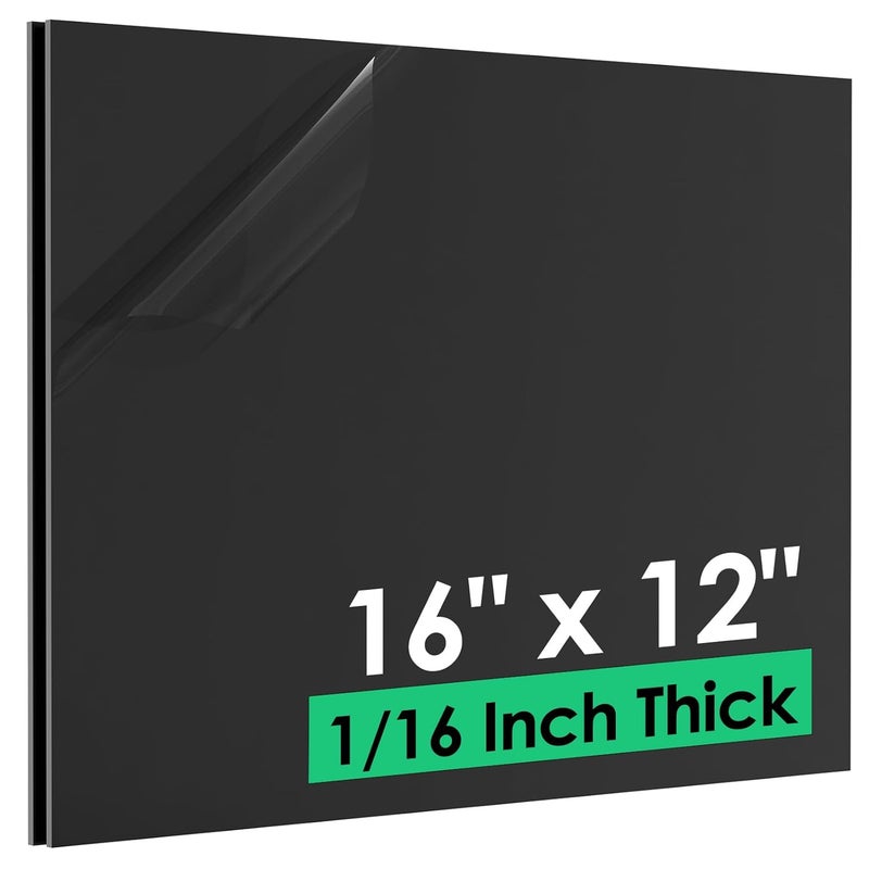 CREGEAR ABS Plastic Sheet 1/16" x 16" x 12", 2 Pack Black Rigid Thermoplastic Board for Crafts, DIY Projects, Dual-Surface (Textured & Smooth) - Image 1